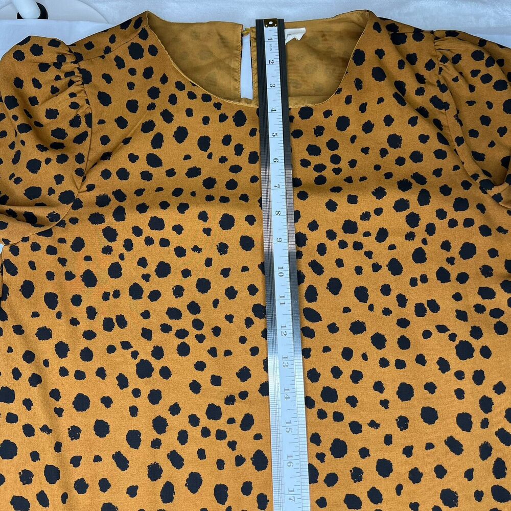 Roulee Oversized Balloon‎ Sleeve Orange Black Dots MIDI Tiered Dress Small** - Picture 11 of 15